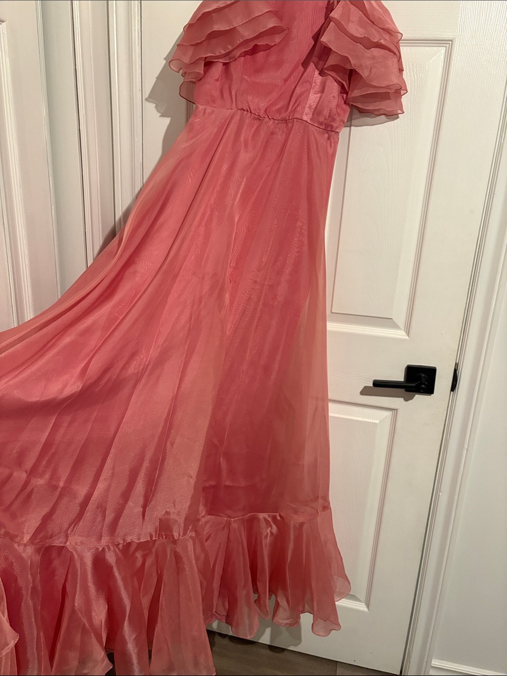 Pink Ruffled Spaghetti Strap Maxi Dress - Picture 3 of 6